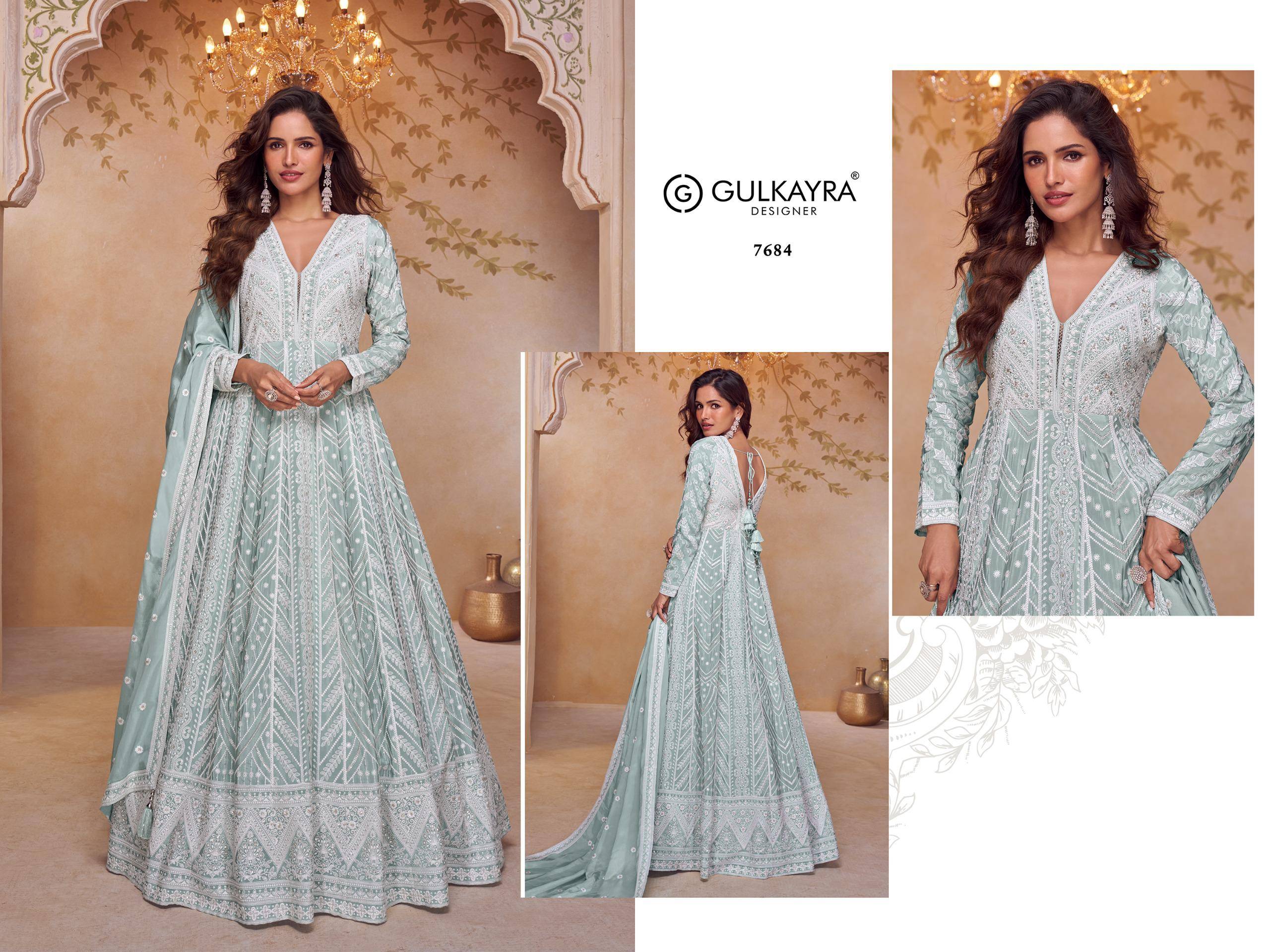 Floral 7684 By Gulkayra Designer Beautiful Occasional Wear & Party Wear Real Chinon Stitched gown With Bottom At Wholesale Price